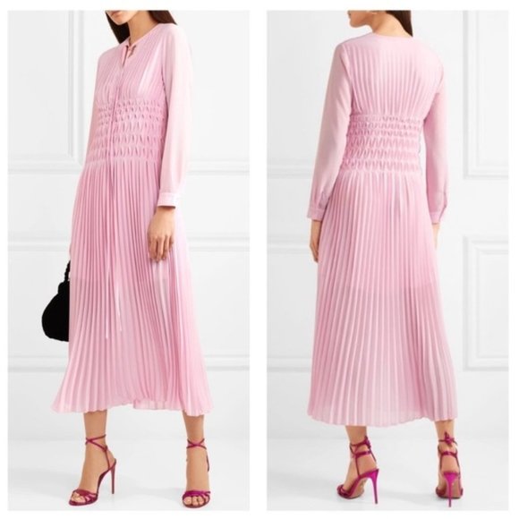 Maje Pink Pleated Midi Dress - Picture 1 of 9